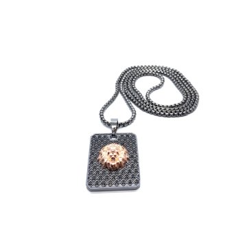 Siyah Zirkon Taşlı Aslan Kolye