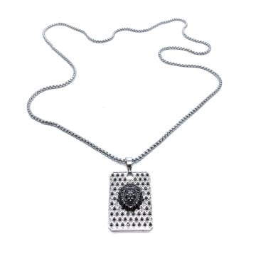 Siyah Zirkon Taşlı Aslan Kolye