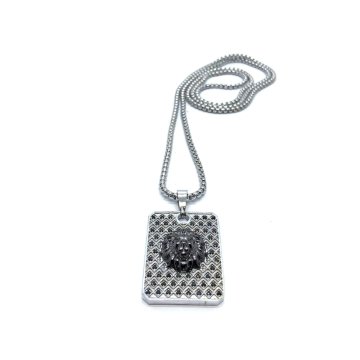 Siyah Zirkon Taşlı Aslan Kolye