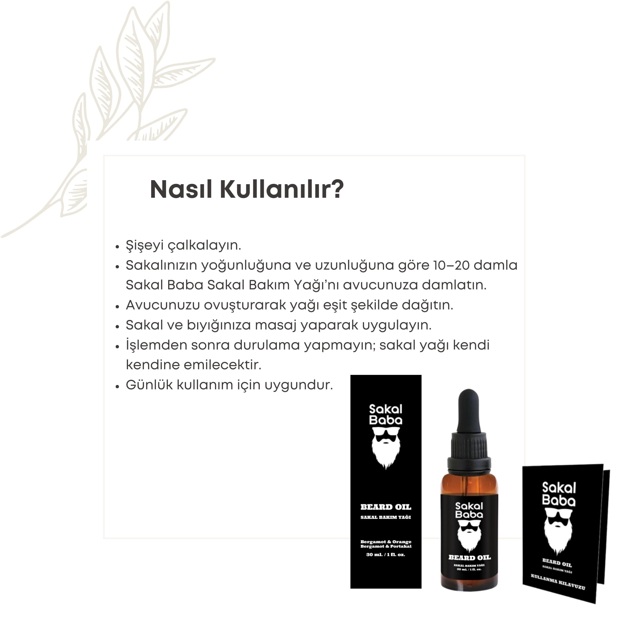 Sakal Bakım Yağı Bergamot ve Portakal