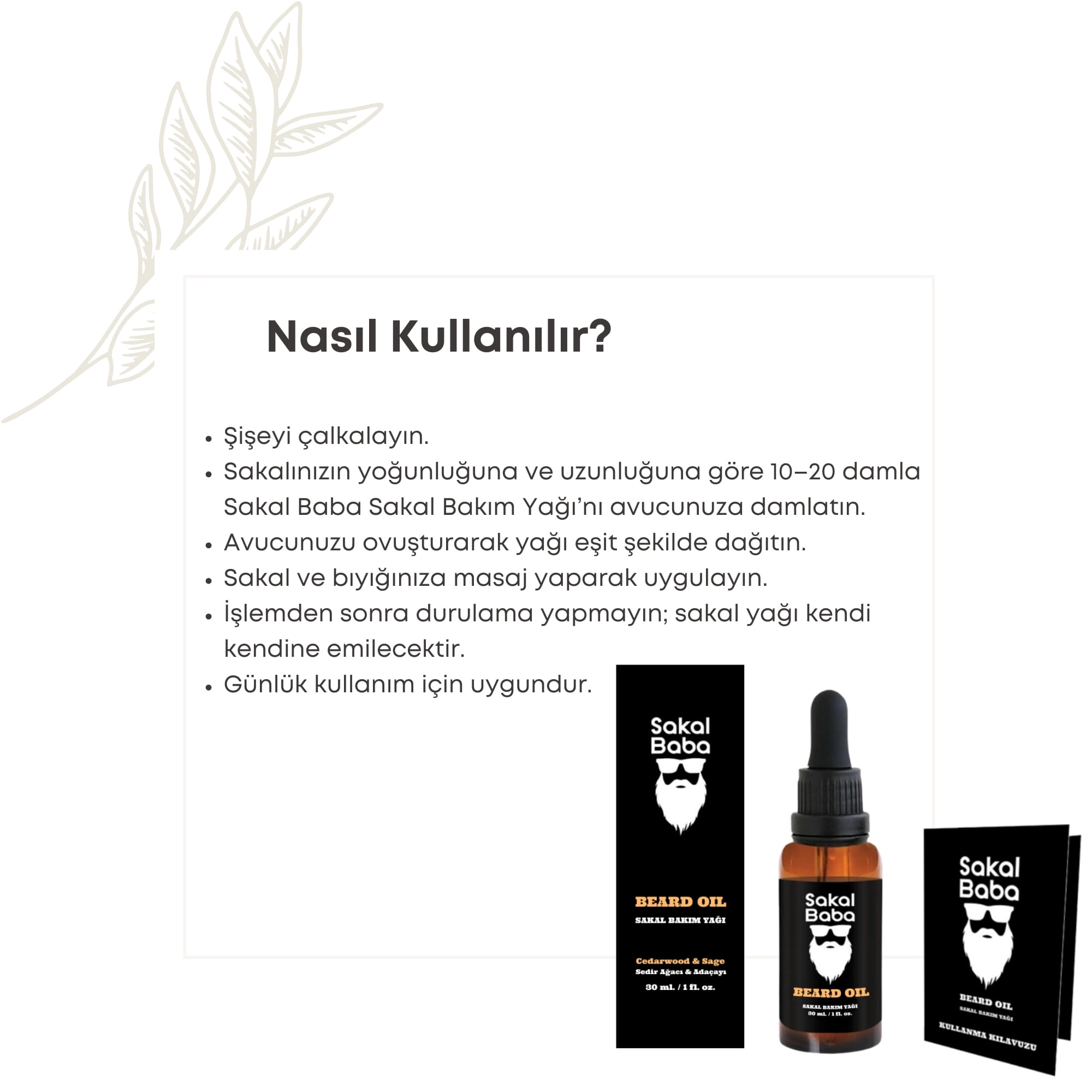 Sakal Bakım Yağı Sedir Ağacı ve Adaçayı